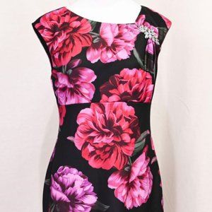 SL Fashions Floral Sleeveless Embellished Sheath Dress